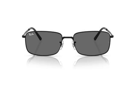 عینک آفتابی مستطیلی ری بن فریم فلزی مشکی براق به همراه عدسی دودی - عکس از زاویه روبرو