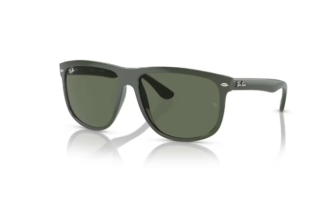 عینک آفتابی کائوچویی خلبانی ری بن فریم سبز براق به همراه عدسی سبز تیره - عکس از زاویه سه رخ