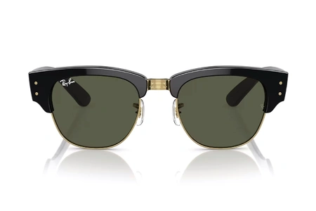 عینک آفتابی مگا کلاب مستر ری بن فریم کائوچویی مشکی با جابینی فلزی طلایی ب همراه عدسی سبز - عکس از زاویه روبرو