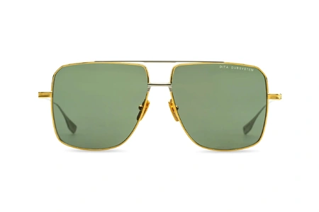 عینک آفتابی تیتانیومی شبه خلبانی دیتا با بدنه طلایی دسته های نقره‌ای و عدسی جی 15 G15 - زاویه روبرو