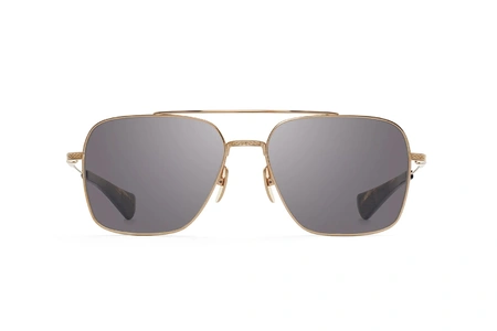 عینک آفتابی تیتانیومی دیتا به رنگ طلای سفید و عدسی خاکستری - زاویه روبرو