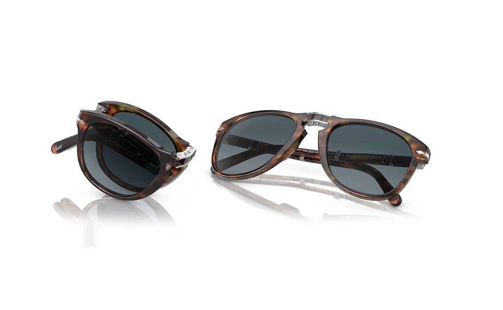 عینک آفتابی پرسول مدل استیو مک کوئین - Persol PO714SM Steve McQueen - با بدنه قهوه‌ای هاوانا تیره و عدسی آبی - 