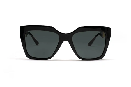 عینک آفتابی ورساچه فریم کائوچویی مستطیلی مشکی عدسی دودی - عکس از زاویه روبرو