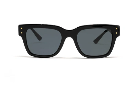 عینک آفتابی ورساچه فریم کائوچویی مستطیلی مشکی عدسی دودی - عکس از زاویه روبرو