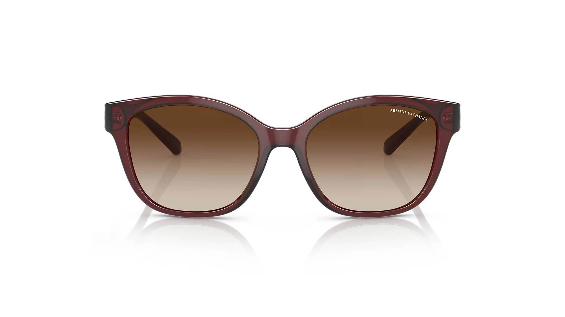 عینک آفتابی گربه‌ای آرمانی‌‌‌‌‌اکسچنج - Armani Exchange AX4127S با بدنه قرمز و عدسی قهوه‌ای طیف‌دار - روبرو