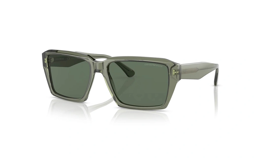 عینک آفتابی مستطیلی شیشه‌ای امپریو آرمانی - Emporio Armani EA4186 با بدنه سبز و عدسی سبز -‌ سه‌رخ