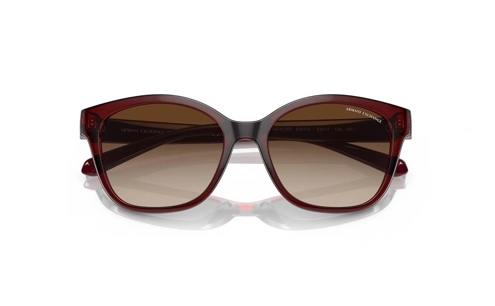 عینک آفتابی گربه‌ای آرمانی‌‌‌‌‌اکسچنج - Armani Exchange AX4127S با بدنه قرمز و عدسی قهوه‌ای طیف‌دار - بالا