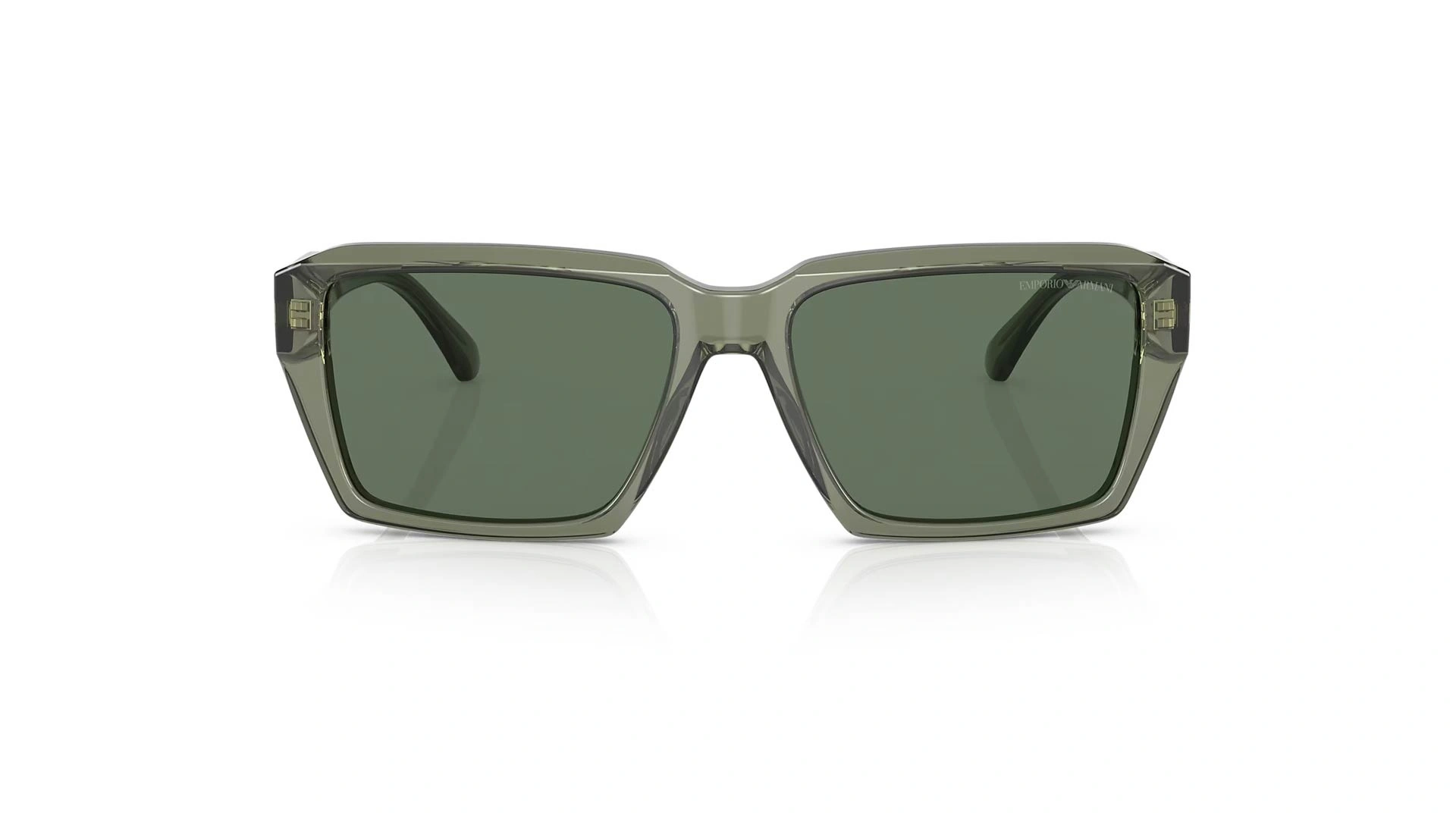 عینک آفتابی مستطیلی شیشه‌ای امپریو آرمانی - Emporio Armani EA4186 با بدنه سبز و عدسی سبز -‌ سه‌رخ