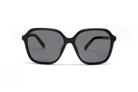 عینک آفتابی چندضلعی سوواروسکی با بدنه مشکی و عدسی دودی - روبرو