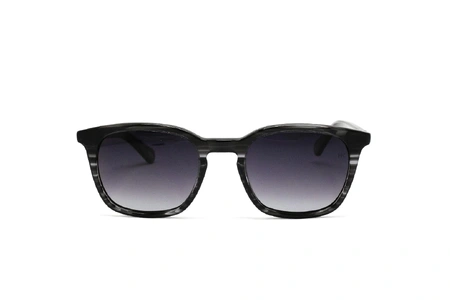  عینک آفتابی کائوچویی مربعی هاوک رنگ مشکی شیشه بنفش طیف دار - عکاسی وحدت - عکس زاویه رو به رو