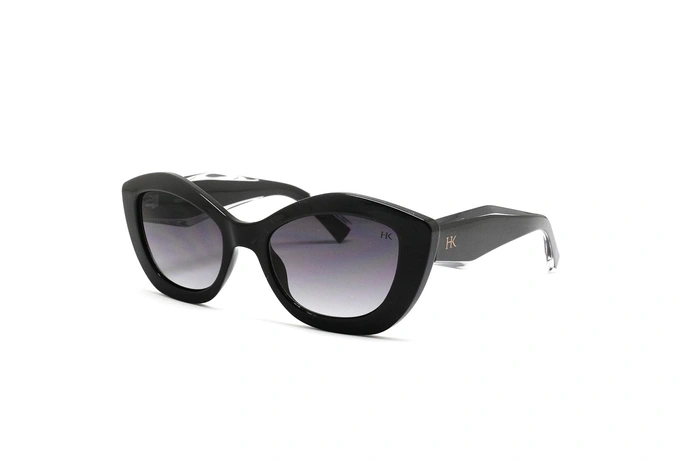 عینک آفتابی زنانه کائوچویی گربه ای هاوک رنگ مشکی شیشه بنفش طیف دار - عکاسی وحدت - عکس زاویه سه رخ