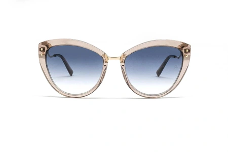 عینک آفتابی گربه‌ای آناهیکمن فریم کائوچویی رنگ بژ شفاف و عدسی آبی طیف دار - عکس از زایه روبرو