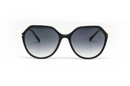 عینک آفتابی کائوچویی هیکمن فریم مشکی و عدسی سورمه ای طیف دار - عکس از زاویه روبرو