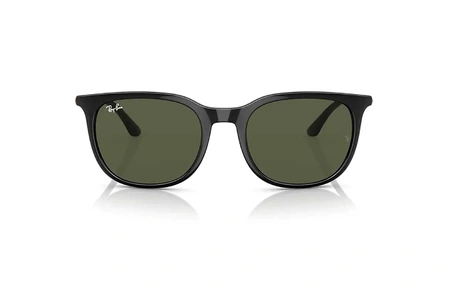 عینک آفتابی مربعی ری‌بن بدنه مشکی با عدسی سبز - زاویه روبرو