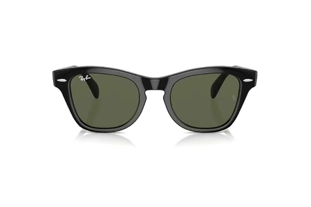 عینک آفتابی مربعی ری بن رنگ مشکی و عدسی سبز - عکس از زاویه روبرو