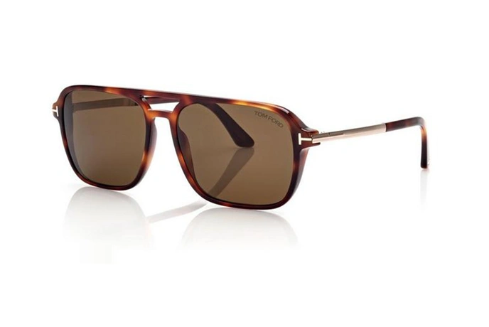 عینک آفتابی مردانه دوپل تام فورد مدل  Crosby - رنگ فریم قهوه ای هاوانا - رنگ عدسی قهوه ای - عکس زاویه سه رخ