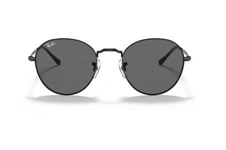 عینک آفتابی ری بن مدل دیوید فریم فلزی گرد مشکی و عدسی خاکستری - عکس از زاویه روبرو