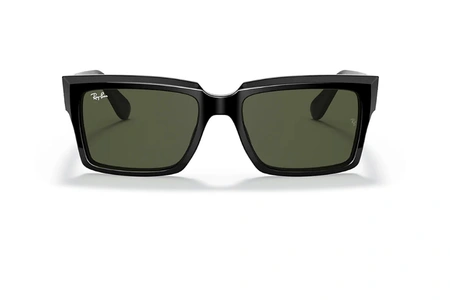 عینک آفتابی ری بن مدل اینورنس فریم کائوچویی مربی با طراحی خاص و عدسی سبز - عکس از زاویه روبرو