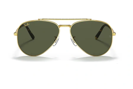 عینک آفتابی ری بن فریم خلبانی جدید فلزی طلایی براق عدسی سبز - عکس از زاویه روبرو