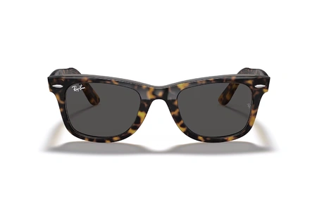 عینک آفتابی ویفرر ری بن فریم کائوچویی قهوه ای هاوانا و عدسی دودی - عکس از زاویه روبرو