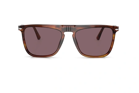 عینک آفتابی پلاریزه پرسول فریم کائوچویی مربعی رنگ قهوه ای هاوانا و عدسی بنفش پلاریزه - عکس از زاویه روبرو