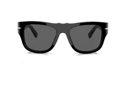 عینک آفتابی پرسول و دولچه گابانا فریم کائوچویی مشکی مربعی، دسته های پهان با لوگوی D&G - عکس از زاویه روبرو