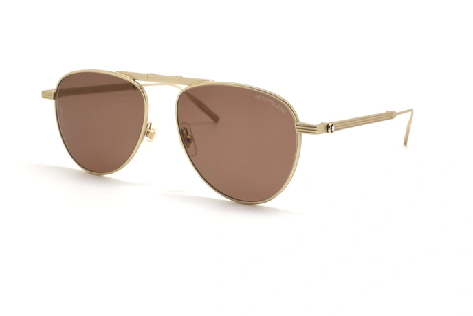عینک آفتابی تاشو مون بلان - مدل خلبانی - جنس تیتانیوم - رنگ عدسی قهوه ای 