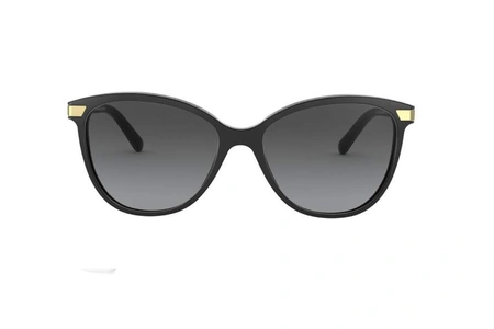 عینک آفتابی زنانه بربری فریم کائوچویی گربه ای مشکی دسته ها طرح بربری و عدسی دودی - عکس از زاویه روبرو