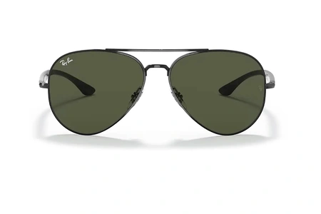 عینک آفتابی ری بن فریم مدل خلبانی دوپل فلزی رنگ مشکی و عدسی سبز - عکس از زاویه روبرو