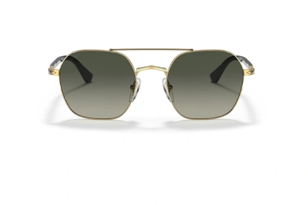 عینک آفتابی فلزی مربعی پرسول - رنگ طلایی با دسته های مشکی و عدسی دودی طیف دار - عکس از زاویه روبرو