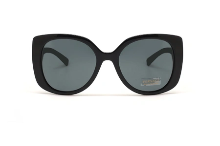 عینک آفتابی زنانه ورساچه فریم کائوچویی مشکی پروانه ای - عکس از زاویه روبرو