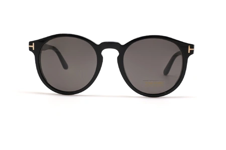 عینک آفتابی گرد کائوچویی تام فورد رنگ مشکی عدسی دودی