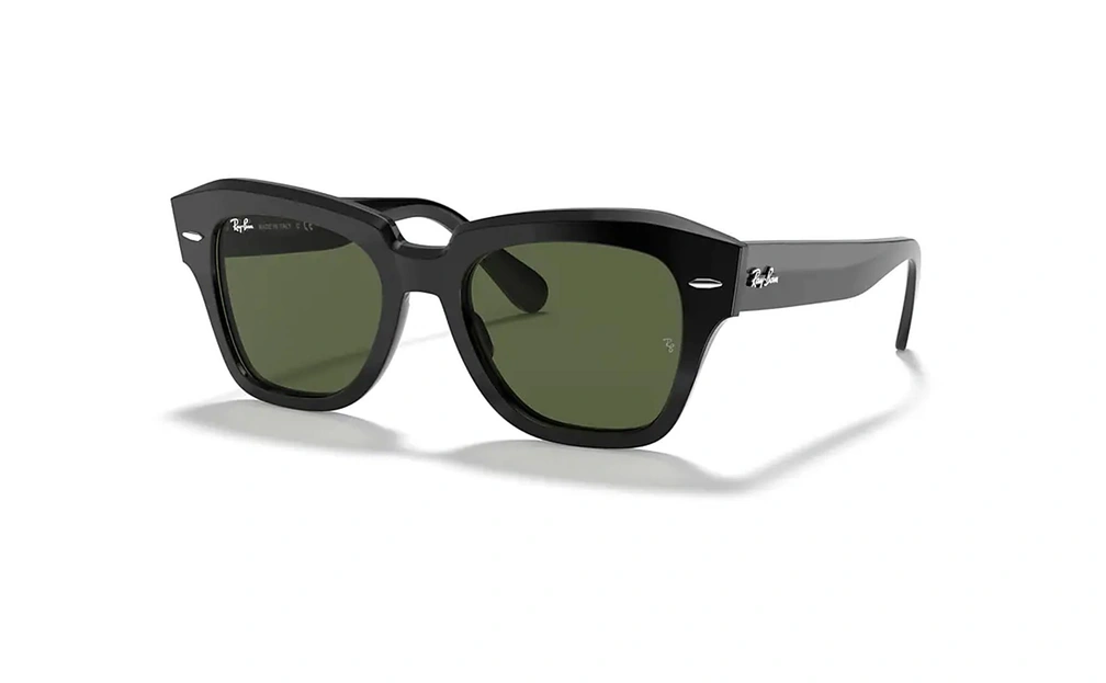 عینک آفتابی ویفیرر کائوچویی ری بن مدل استریت - Ray Ban STATE STREET RB2186 - فریم مشکی - عدسی سبز