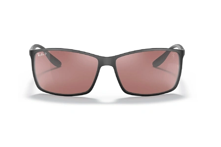 عینک آفتابی ری بن کرومانس فریم مستطیلی و مشکی ، عدسی نارنجی جیوه ای آینه ای - عکس از زاویه روبرو