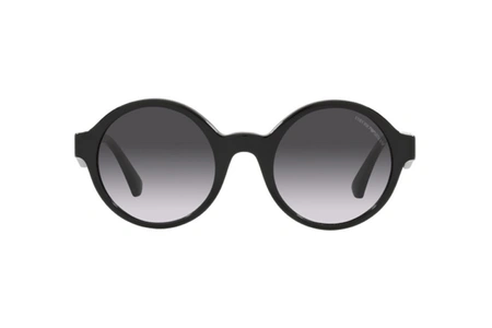 عینک آفتابی گرد کائوچویی زنانه امپریو آرمانی فریم مشکی دسته پهن و عدسی دودی طیف دار - عکس از زاویه روبرو