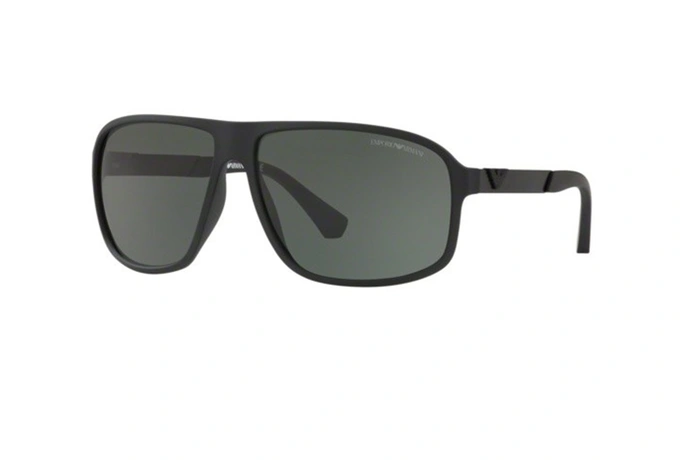 عینک آفتابی مردانه امپریو آرمانی طرح خلبانی فریم کائوچویی مشکی عدسی دودی - عکس از زاویه سه رخ