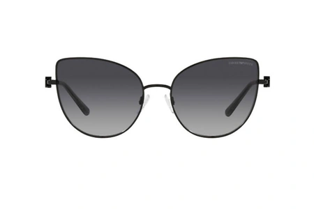 عینک آفتابی زنانه امپریو آرمانی فریم گربه ای مشکی فلزی و عدسی سورمه ای - عکس از زاویه روبرو