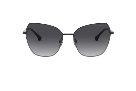 عینک آفتابی زنانه امپریو آرمانی فریم گربه ای مشکی فلزی و عدسی سورمه ای - عکس از زاویه روبرو