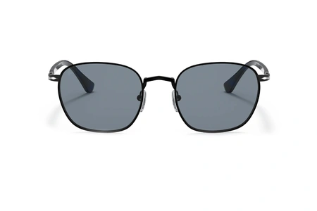 عینک افتابی فلزی مربعی پرسول فریم مشکی عدسی سورمه ای - عکس از زاویه روبرو