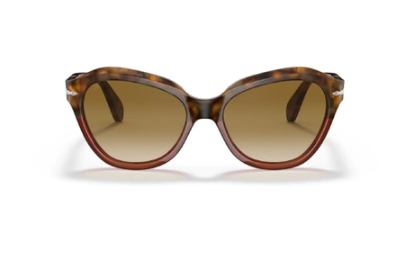 عینک آفتابی کائوچویی پرسول فریم گربه ای رنگ قهوه ای هاوانا عدسی قهوه ای - عکس از زاویه روبرو