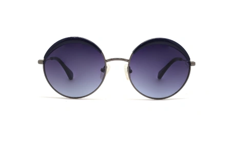 عینک آفتابی کائوچویی فلزی گرد اوسه عدسی سورمه ای - عکس از ازویه روبرو