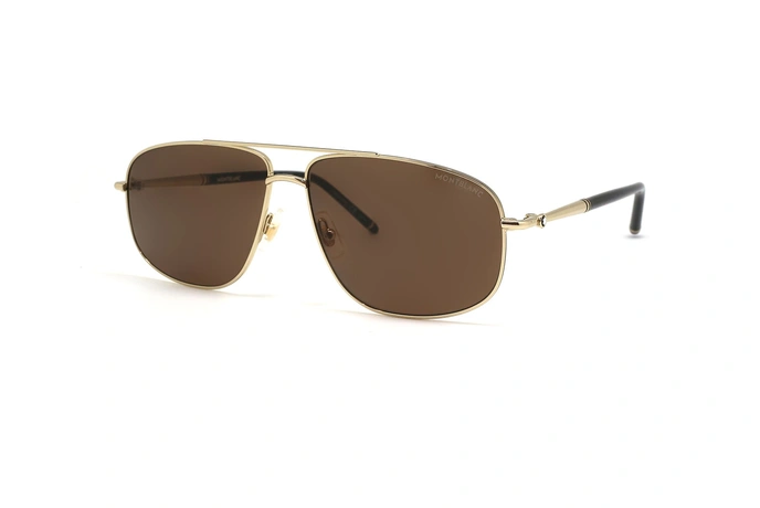 عینک آفتابی خلبانی مون بلان - فریم طلایی - عدسی قهوه ای - عکس زاویه سه رخ