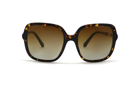 عینک آفتابی کائوچویی بولگاری پروانه ای قهوه ای هاوانا عدسی قهوه ای طیف دار - عکس از زاویه روبرو