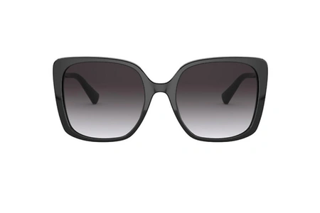 عینک آفتابی زنانه پلاریزه کائوچویی مربعی بولگاری فریم مشکی عدسی دودی طیف دار - عکس از زاویه روبرو