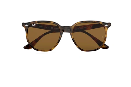 عینک آفتابی پلاریزه کائوچویی به رنگ قهوه ای هاوانا فریم چند وجهی،عدسی قهوه ای تیره - عکس از زاویه روبرو