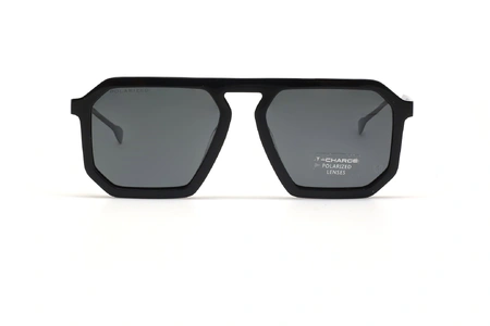 عینک آفتابی کائوچویی مشکی رنگ تی شارژ - عکاسی عینک وحدت - زاویه روبرو