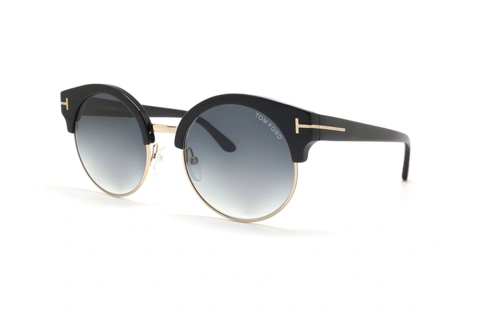عینک آفتابی کلاب راند مشکی رنگ زیر طلایی تام فورد - زاویه سه رخ
