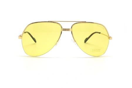 عینک شب طرح خلبانی طلایی شیشه زرد تام فورد - عکاسی عینک وحدت - زاویه روبرو