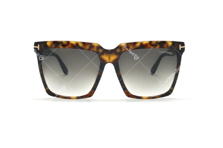 عینک آفتابی مربعی بزرگ تام فورد رنگ بدنه قهوه ای هاوانا - عکاسی وحدت - زاویه روبرو