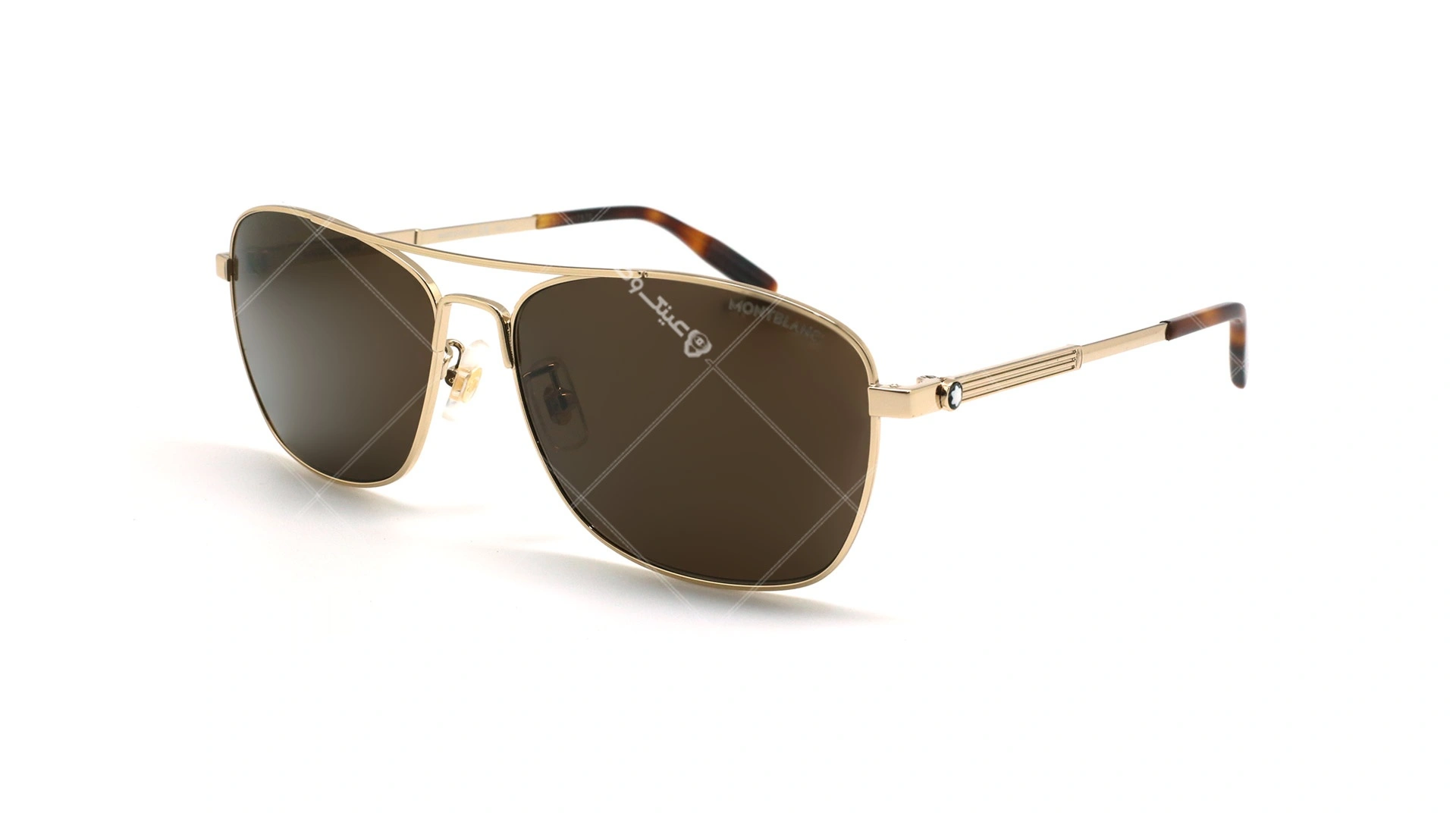 عینک آفتابی خلبانی مون بلان - MONTBLANC MB0026S- شامپاینی - عکاسی وحدت - زاویه سه رخ
